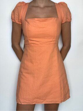 Aritzia Sunday Best Monday Linen Dress NWT Sunny Apricot Orange Size 6